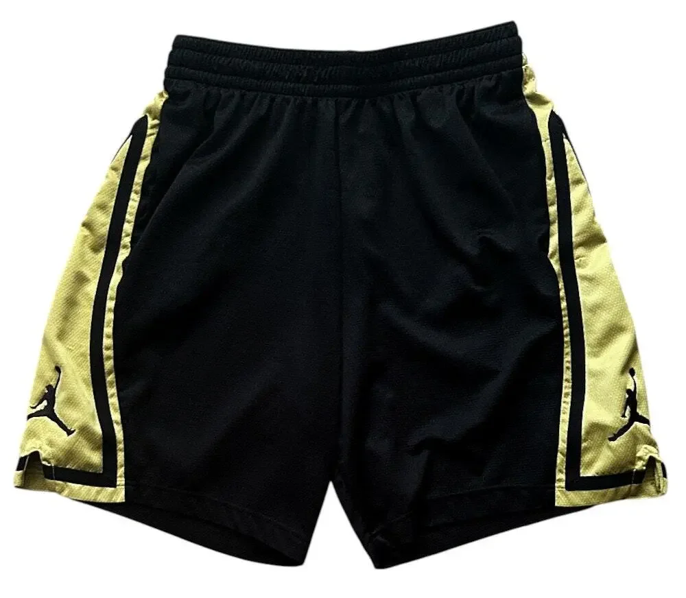 Nike Jordan Jumpman Vintage Y2K Black Mesh and Gold Basketball Shorts 2XL